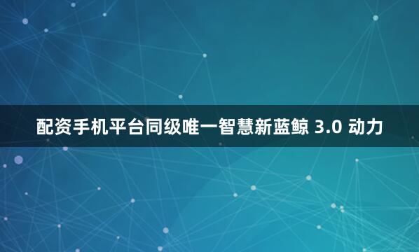 配资手机平台同级唯一智慧新蓝鲸 3.0 动力