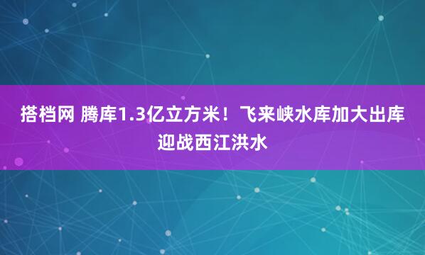 搭档网 腾库1.3亿立方米！飞来峡水库加大出库迎战西江洪水